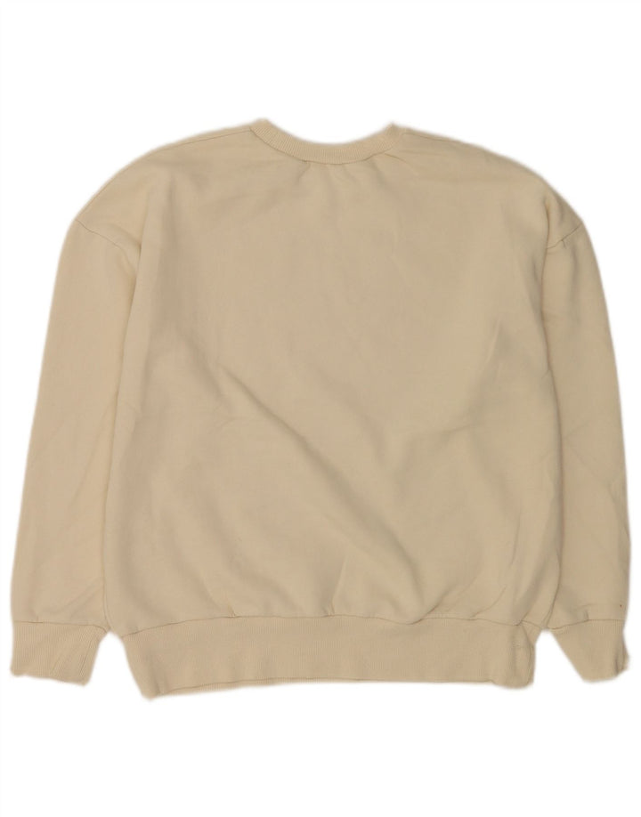 Felpa oversize grafica da donna Zara UK 10 piccola bianco sporco