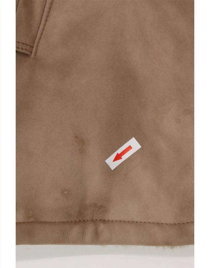 Giacca in shearling vintage da donna UK 8 piccola marrone
