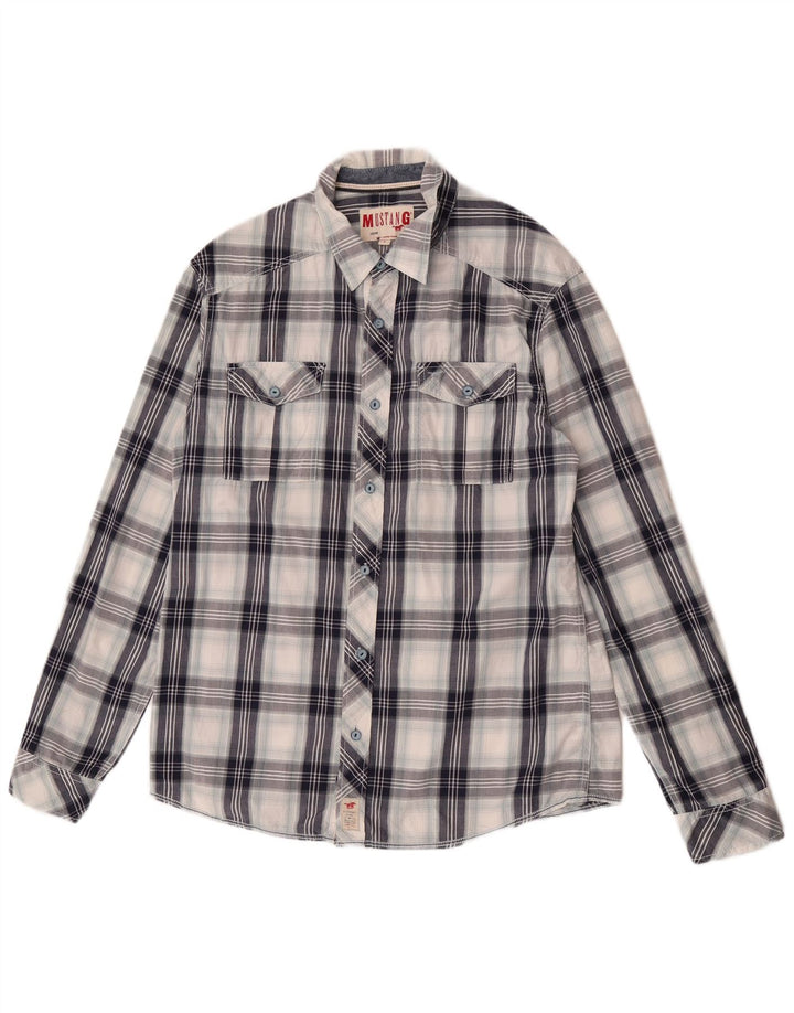 Camicia da uomo Mustang Large in cotone a quadri multicolore