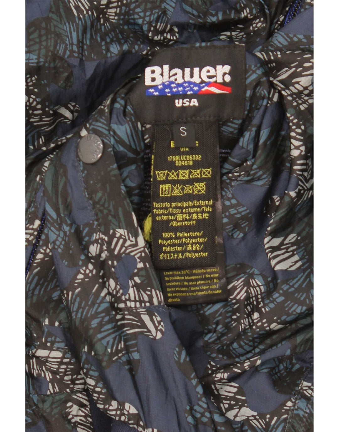 Giubbotto bomber reversibile da uomo Blauer UK 36 piccolo poliestere blu
