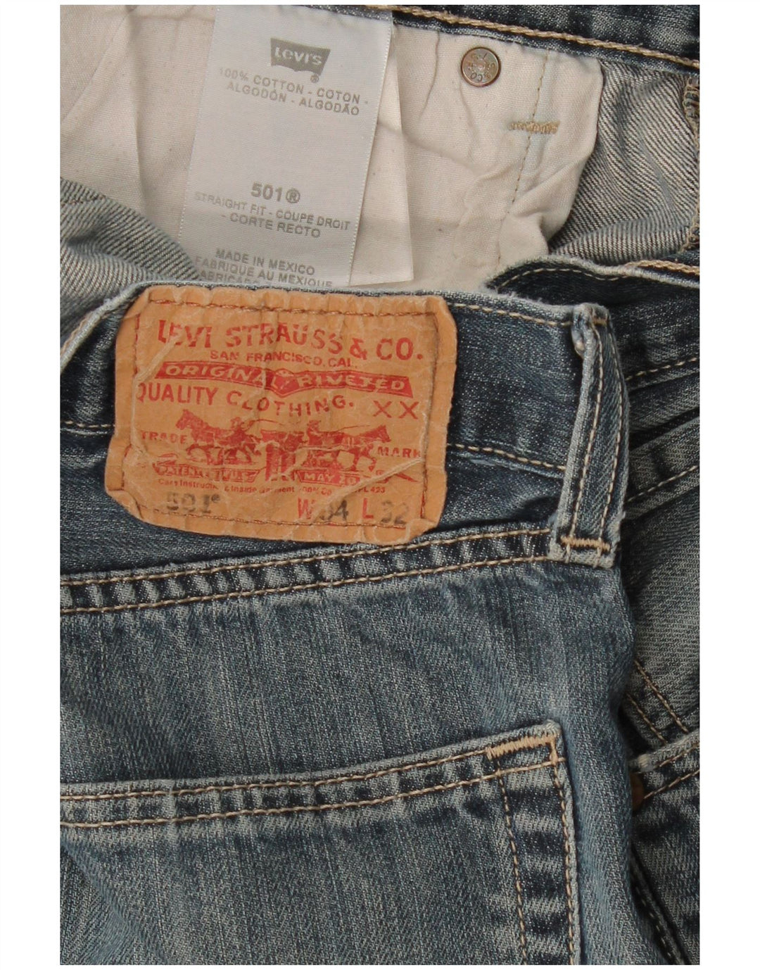 LEVI'S Jeans dritti da uomo 501 W34 L32 cotone blu