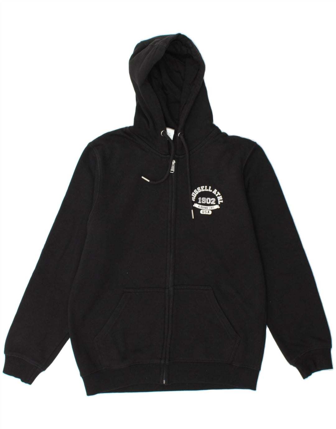 RUSSELL ATHLETIC Boys Zip Hoodie Sweater 14-15 Years Black Polyester Vintage Russell Athletic and Second-Hand Russell Athletic from Messina Hembry 