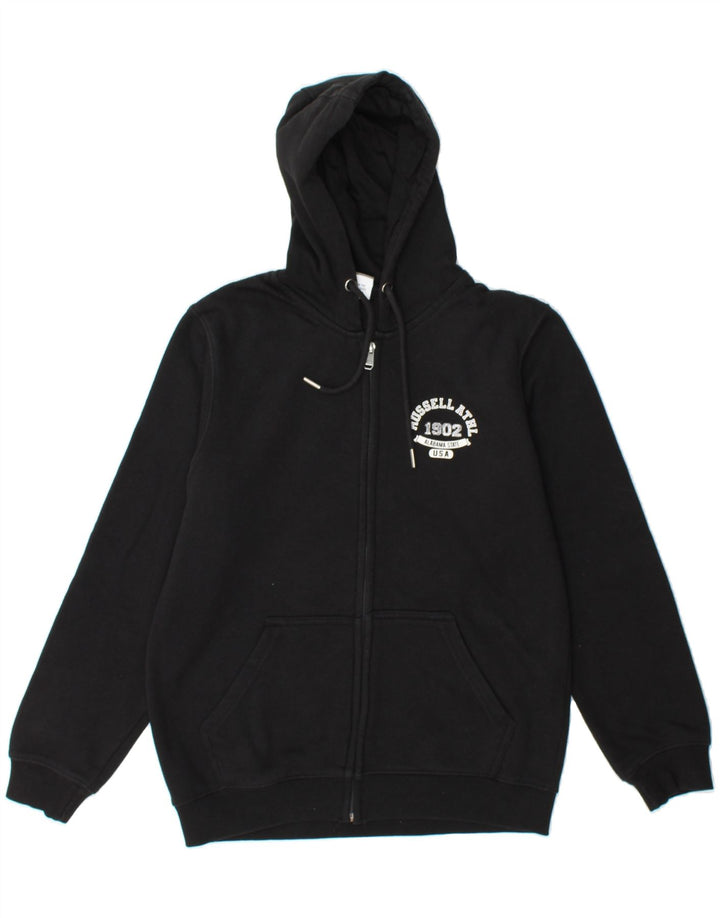 RUSSELL ATHLETIC Boys Zip Hoodie Sweater 14-15 Years Black Polyester Vintage Russell Athletic and Second-Hand Russell Athletic from Messina Hembry 