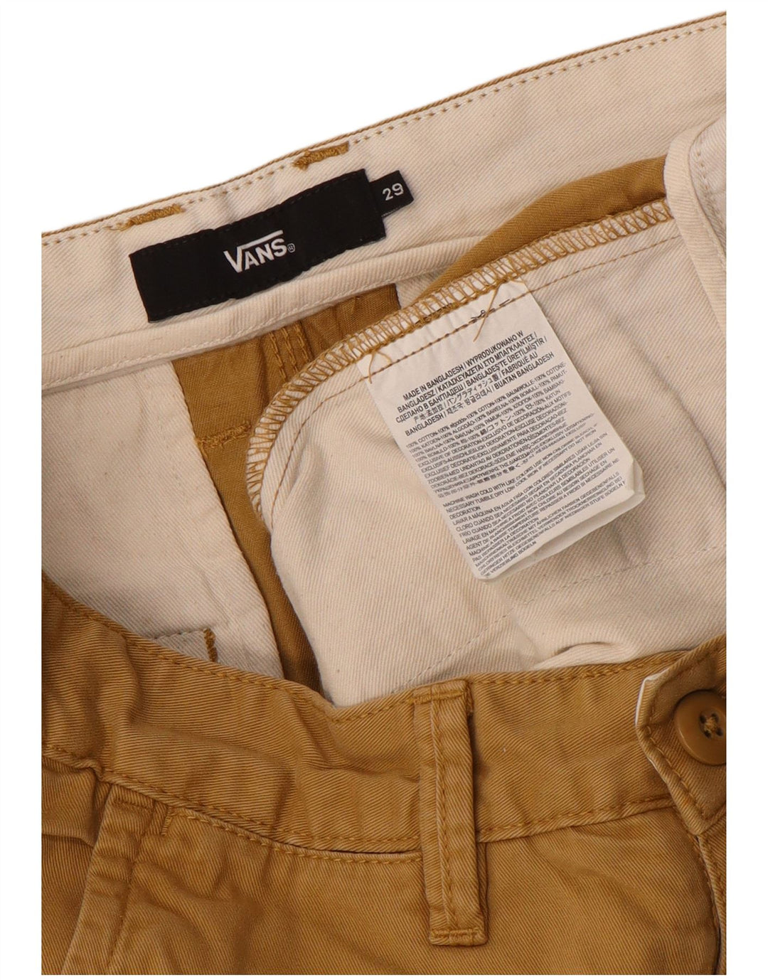 Pantaloncini chino da uomo Vans W29 piccoli in cotone beige