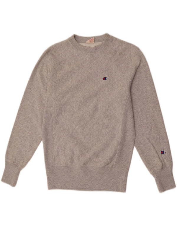 Felpa Champion da uomo con trama inversa, maglione piccolo in cotone grigio