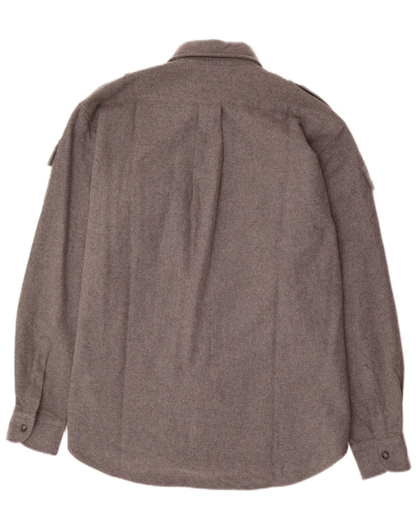 Camicia in flanella militare geografica da uomo Napapijri XL in lana grigia