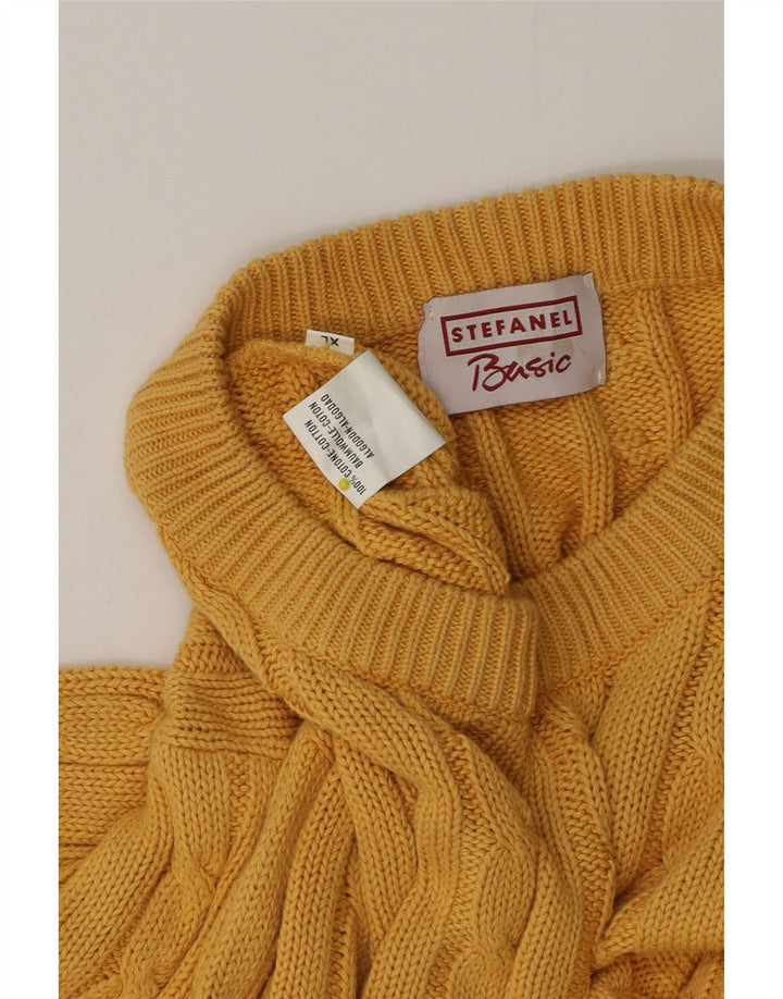 Maglione maglione girocollo da uomo Stefanel XL in cotone giallo