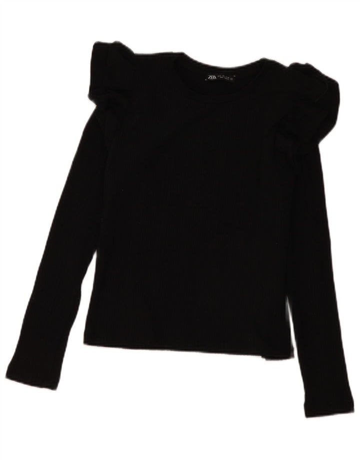 Top corto a maniche lunghe da donna Zara UK 10 piccolo nero