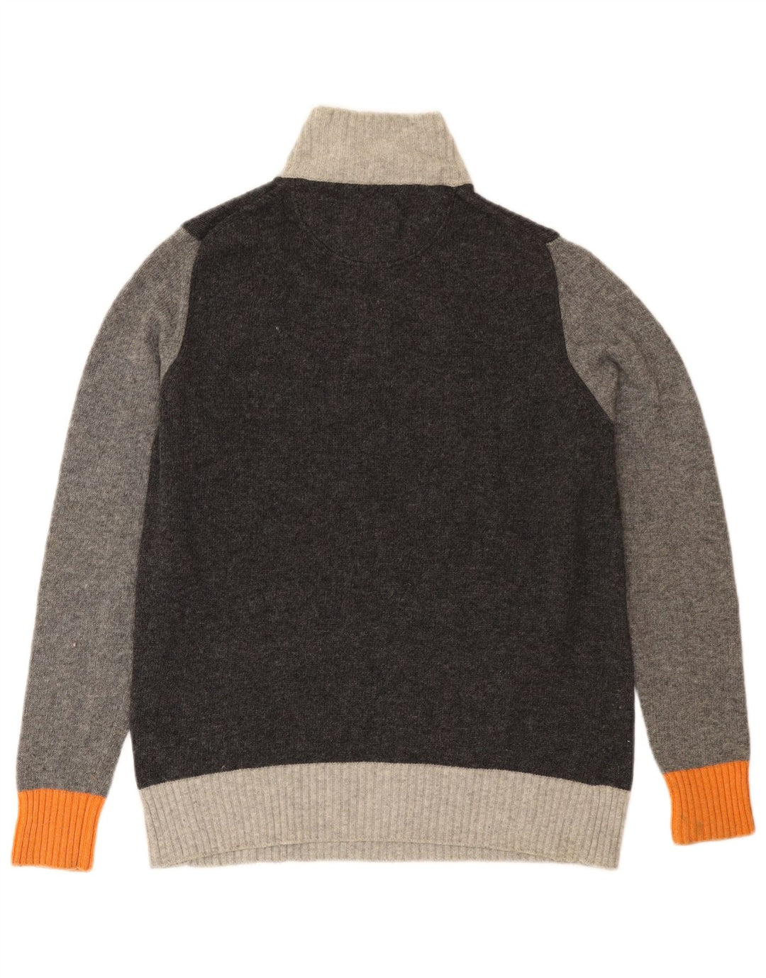 Maglione da uomo TRUSSARDI con zip e collo in lana color block grigio medio
