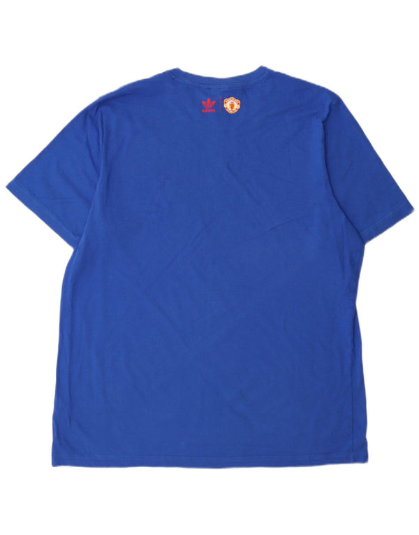 Maglietta grafica da uomo Adidas Manchester United Top XL in cotone blu