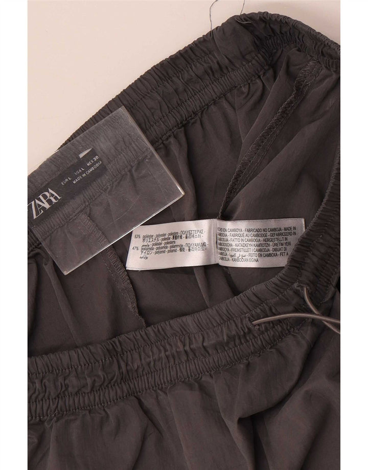 Pantaloni da tuta cargo Zara da donna, pantaloni da jogging, UK 14, grande, poliestere grigio