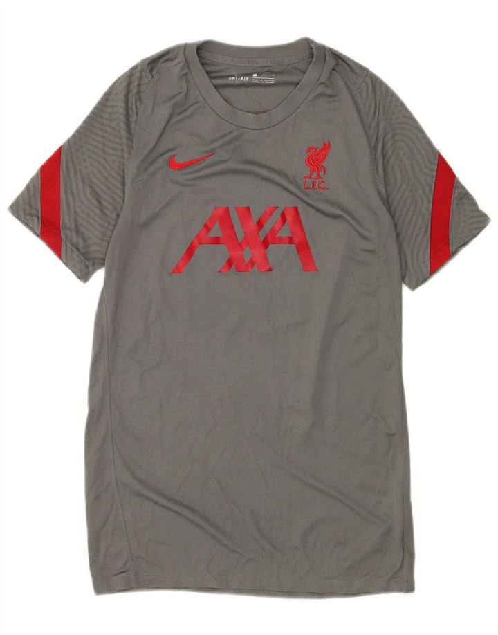 T-shirt grafica Nike Liverpool da uomo, piccola, in poliestere color block grigio