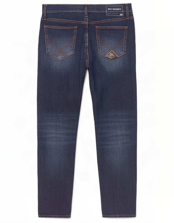 Jeans slim da uomo Roy Rogers W35 L30 cotone blu