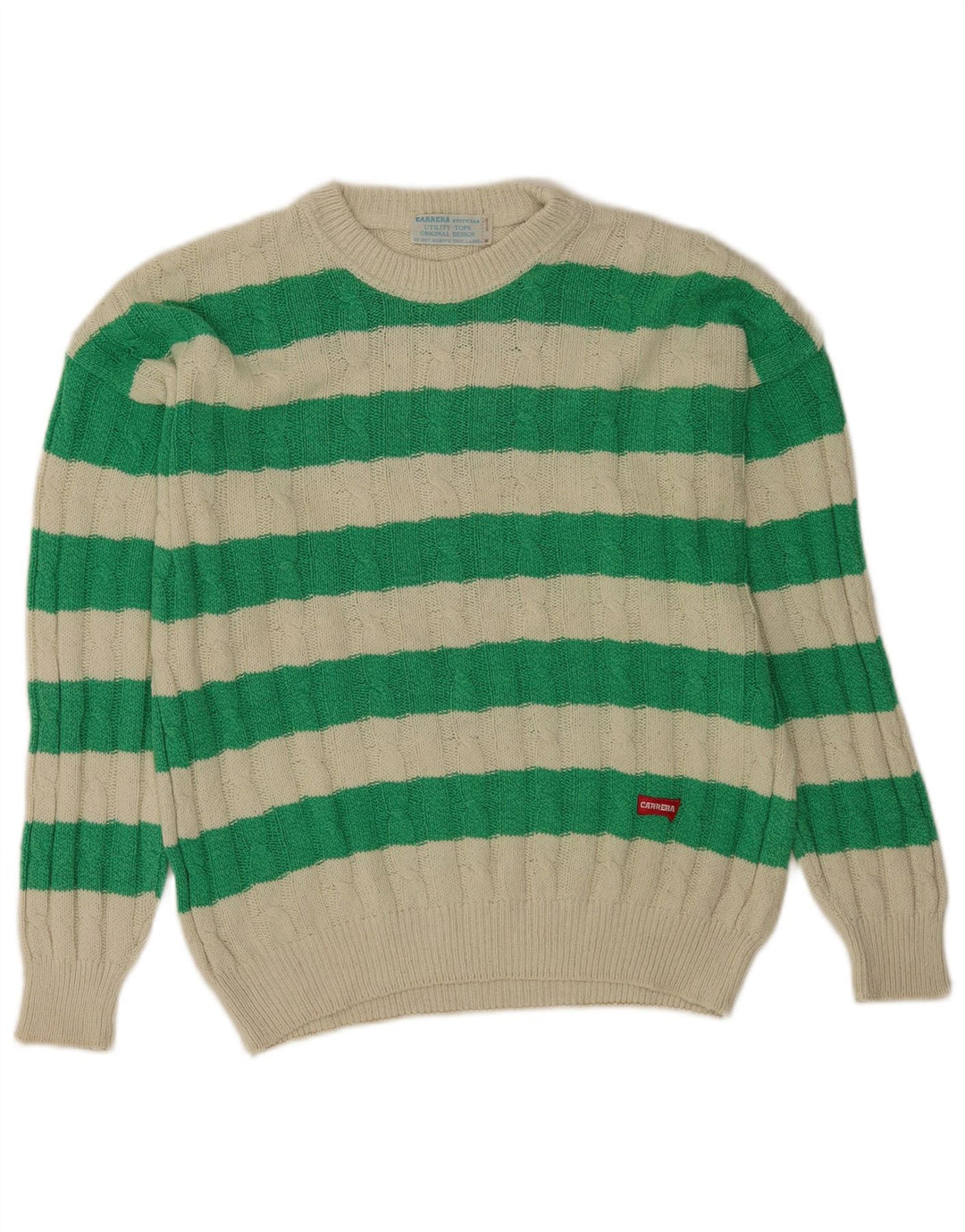 Maglione da uomo girocollo Carrera in cotone a righe verde medio
