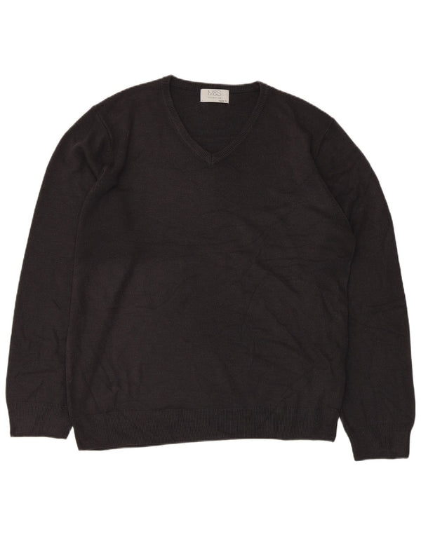 Marks & Spencer Maglione da uomo vestibilità regolare con scollo a V grande blu navy