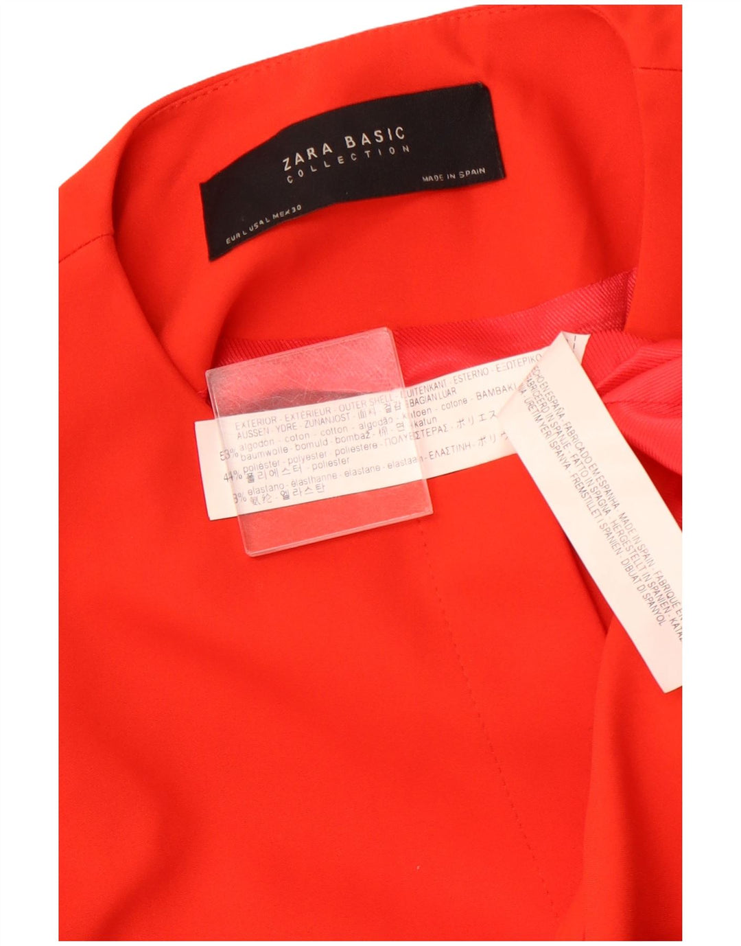 ZARA Giacca Blazer Aperta da Donna con Maniche a 3/4 UK 14 Large in Cotone Arancione