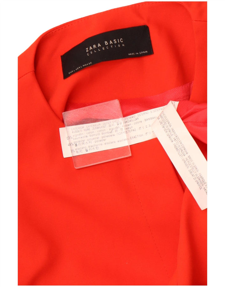 ZARA Giacca Blazer Aperta da Donna con Maniche a 3/4 UK 14 Large in Cotone Arancione