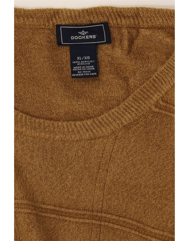 DOCKERS Mens Boat Neck Jumper Sweater XL Brown Acrylic Vintage Dockers and Second-Hand Dockers from Messina Hembry 