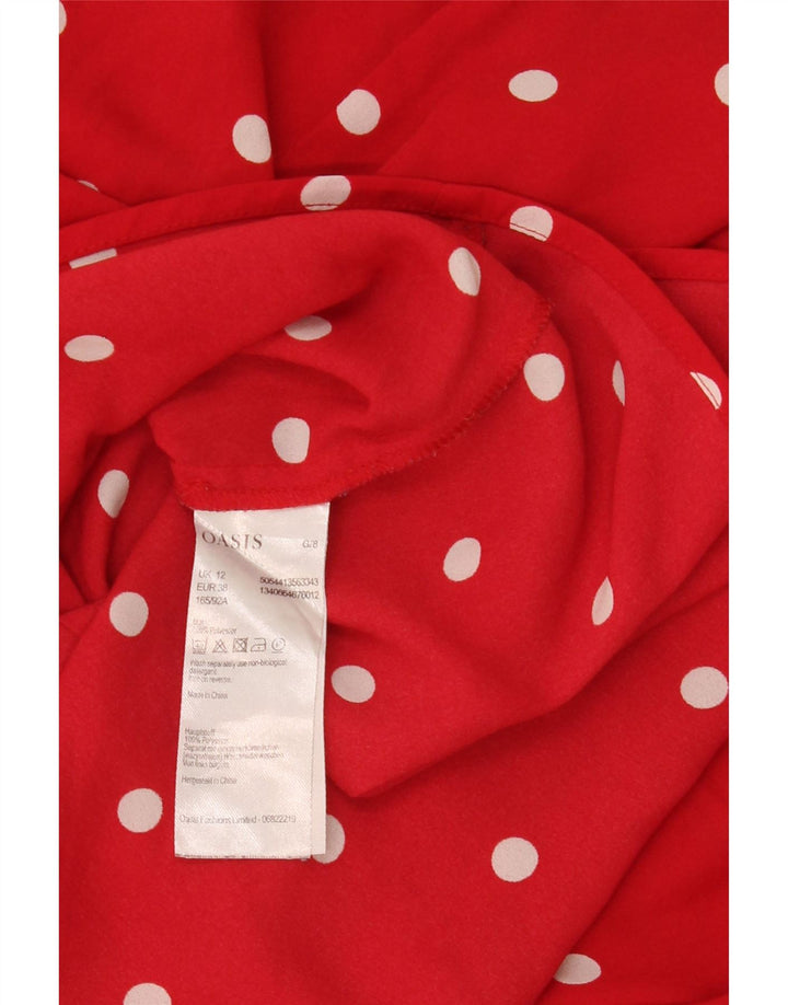 Camicetta corta da donna con spalle scoperte Oasis Top UK 12 medio rosso a pois