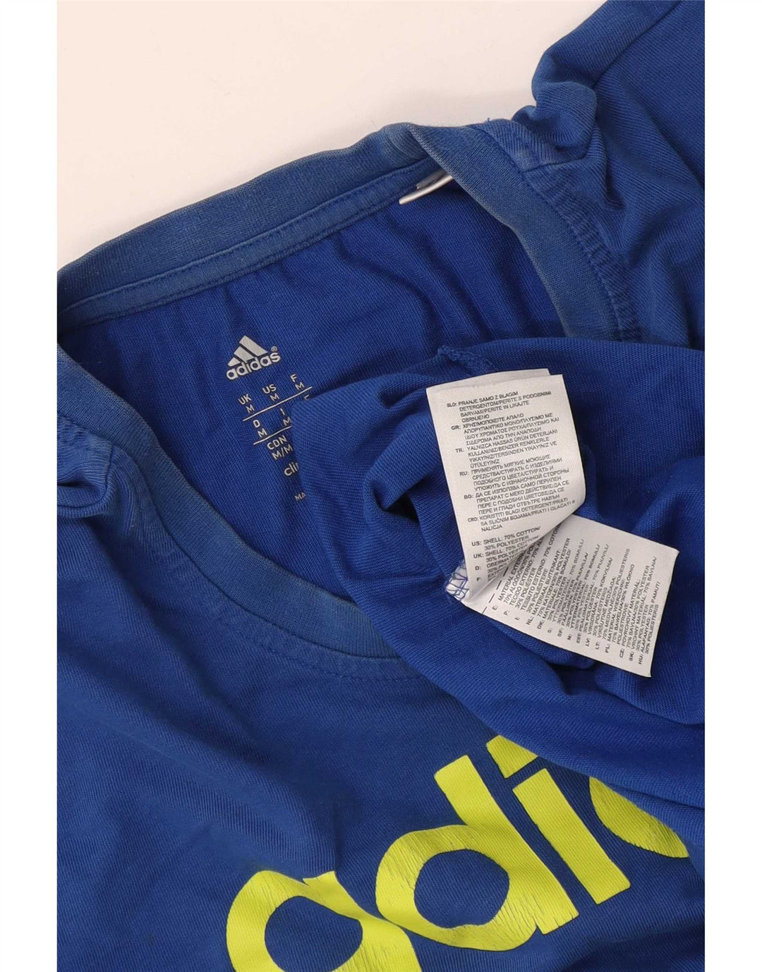 T-shirt grafica Adidas Climalite da uomo in cotone blu medio