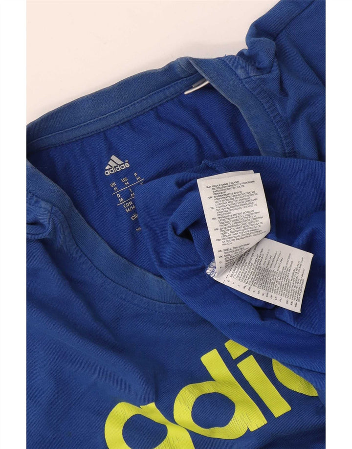 T-shirt grafica Adidas Climalite da uomo in cotone blu medio