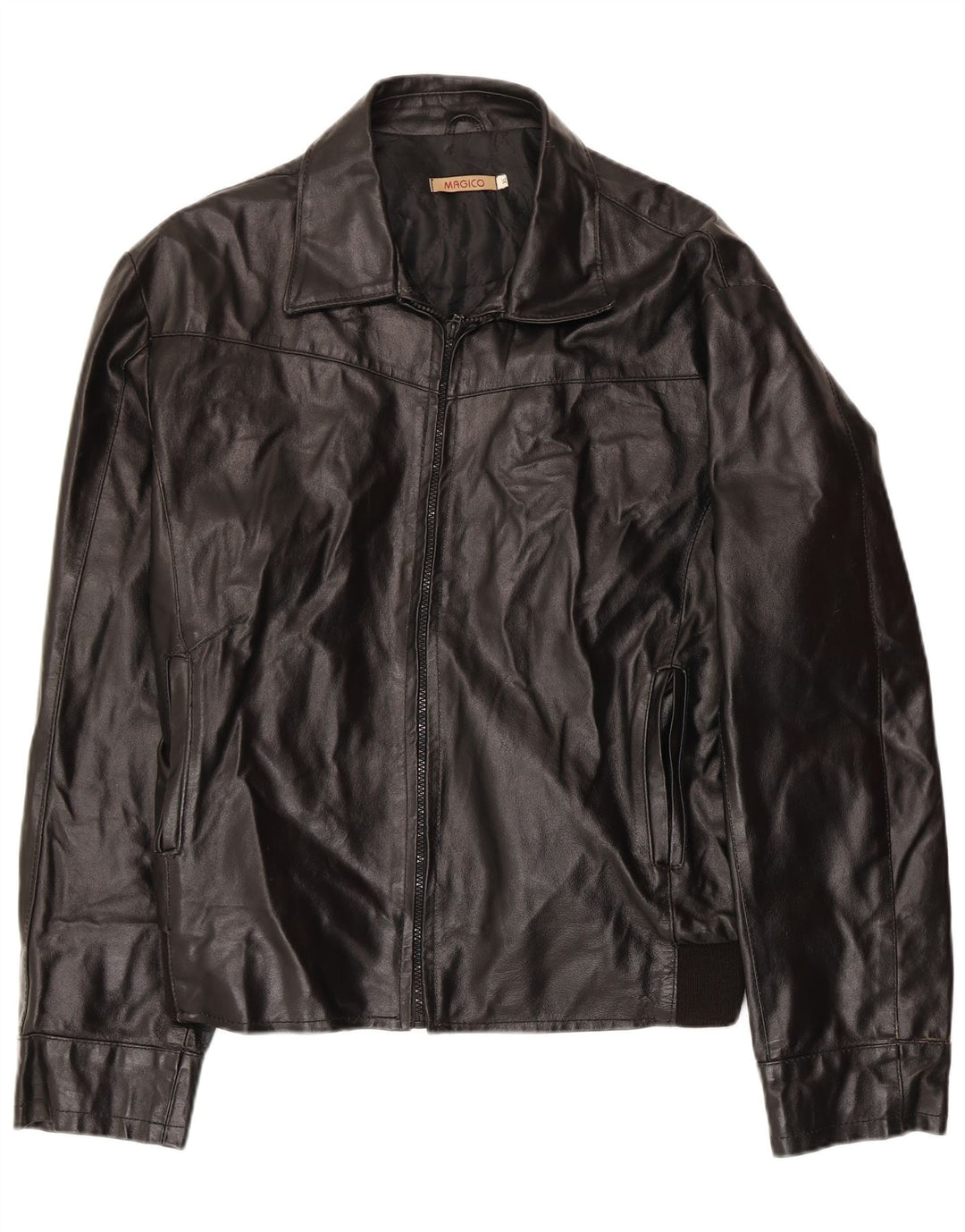 Giacca in pelle vintage da uomo UK 42 XL in pelle nera