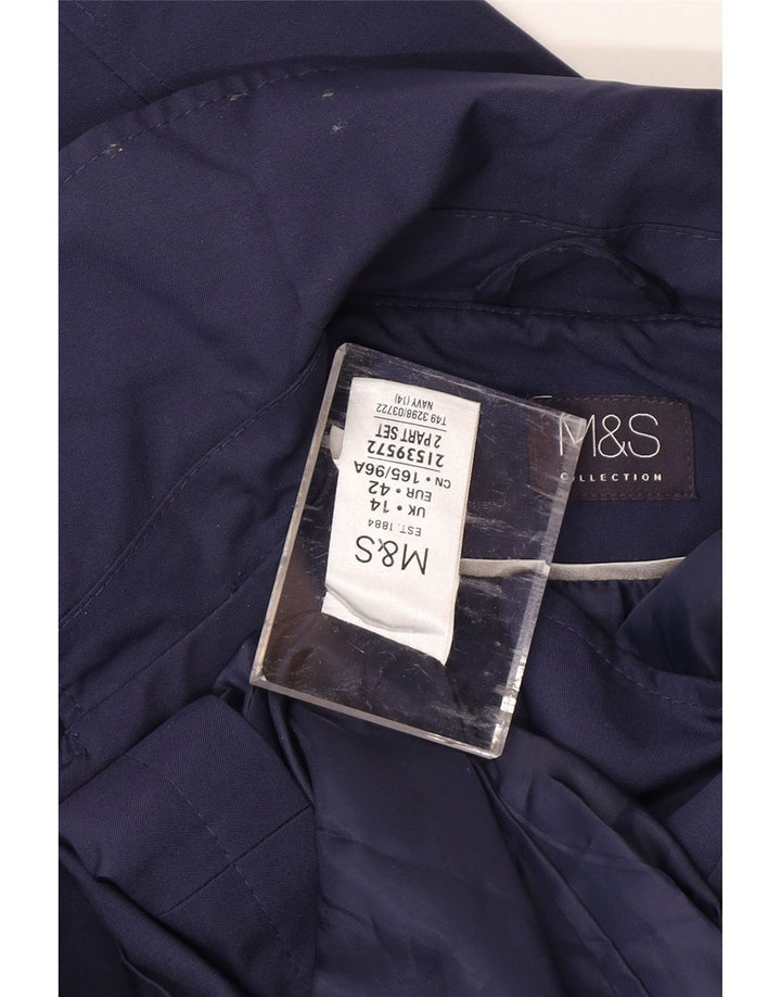 MARKS & SPENCER Womens Trench Coat UK 14 Large Navy Blue Polyester