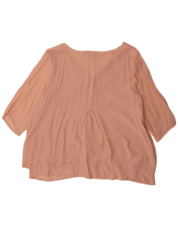Marks & Spencer Top autografo da donna manica 3/4 UK 18 XL viscosa rosa