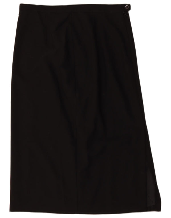 Gonna dritta midi da donna Marks & Spencer UK 18 XL W32 lana vergine nera