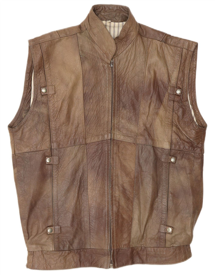Gilet in pelle da uomo VINTAGE UK 38 Marrone medio