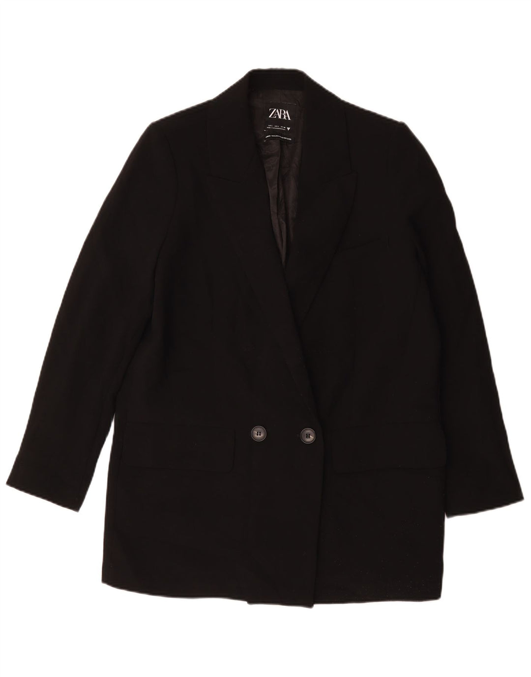 Giacca blazer doppiopetto lunga da donna Zara UK 16 grande nera