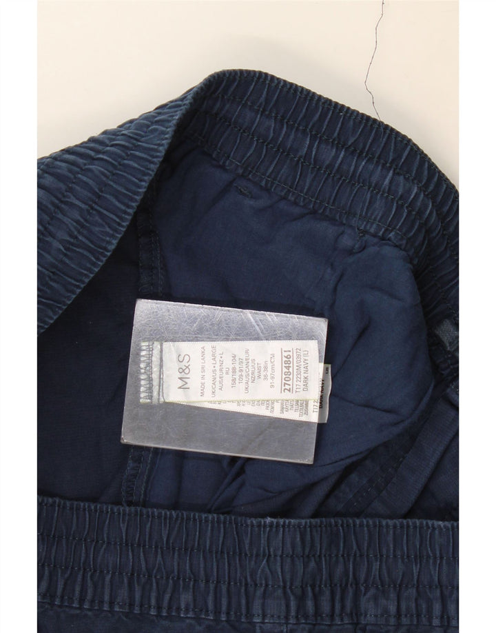 MARKS & SPENCER Pantaloncini chino da uomo grandi W36 cotone blu navy