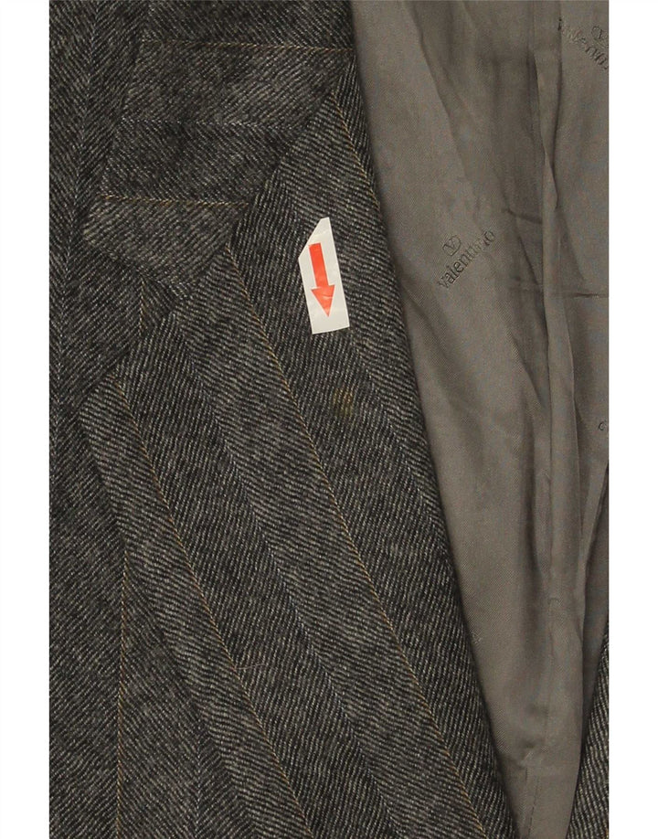 Giacca blazer da uomo a 2 bottoni Valentino IT 48 in lana vergine a righe grigio medio