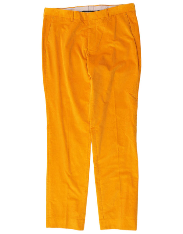 Pantaloni dritti da uomo in velluto a coste Hugo Boss IT 48 medio W32 L32 giallo