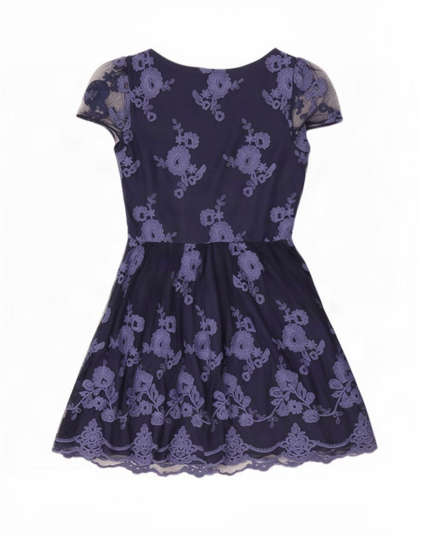 Abito a trapezio in pizzo da donna Oasis UK 12 Poliestere floreale medio blu navy