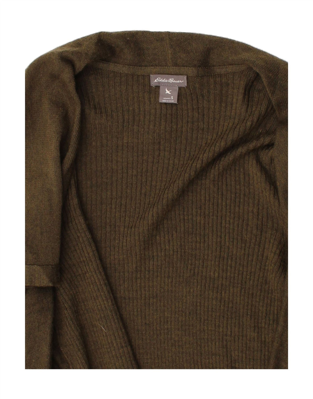 EDDIE BAUER Womens Open Cardigan Sweater UK 10 Small Khaki Acrylic Vintage Eddie Bauer and Second-Hand Eddie Bauer from Messina Hembry 