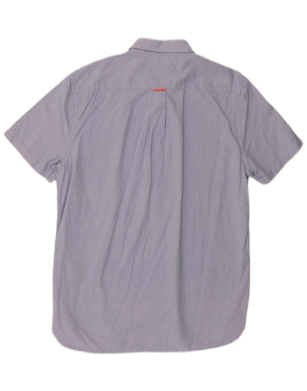 Camicia da uomo a maniche corte Regular Fit Superdry XL in cotone blu