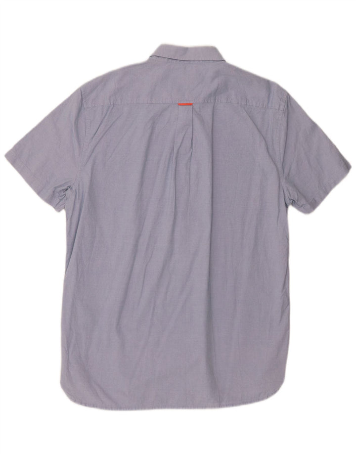Camicia da uomo a maniche corte Regular Fit Superdry XL in cotone blu