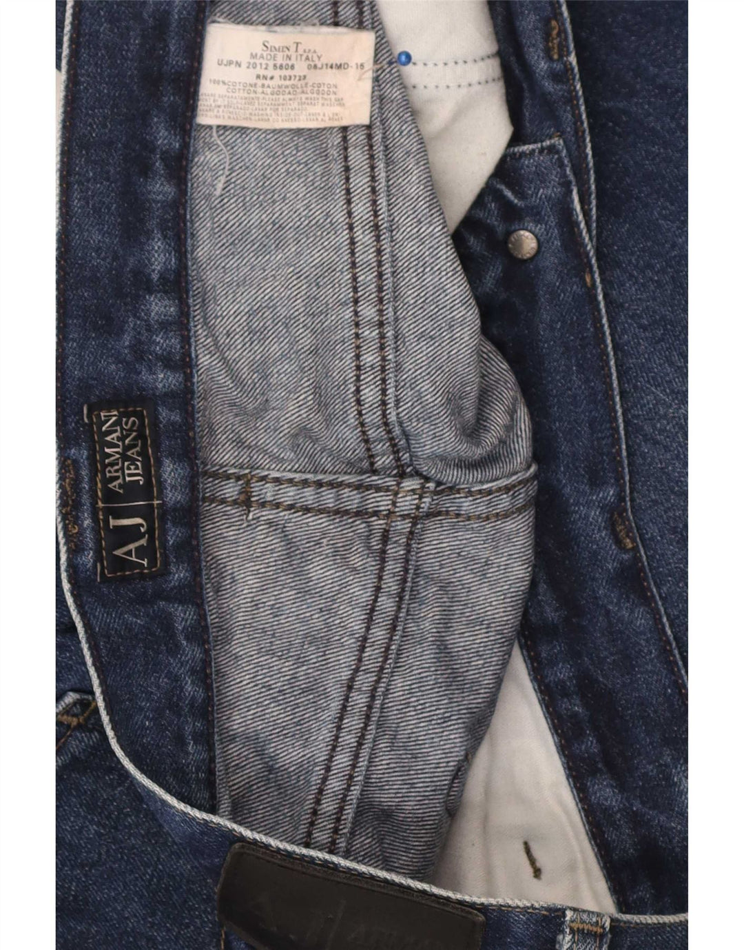Jeans dritti da uomo Armani W38 L34 cotone blu navy