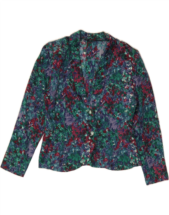 VINTAGE Womens Crop Cardigan Top UK 12 Medium Multicoloured Floral Vintage Vintage and Second-Hand Vintage from Messina Hembry 