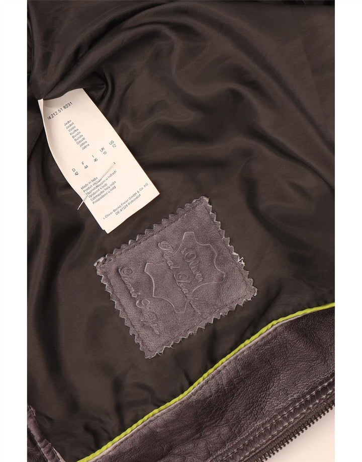 Giacca in pelle da motociclista da donna S.Oliver UK 16 Grande pelle viola