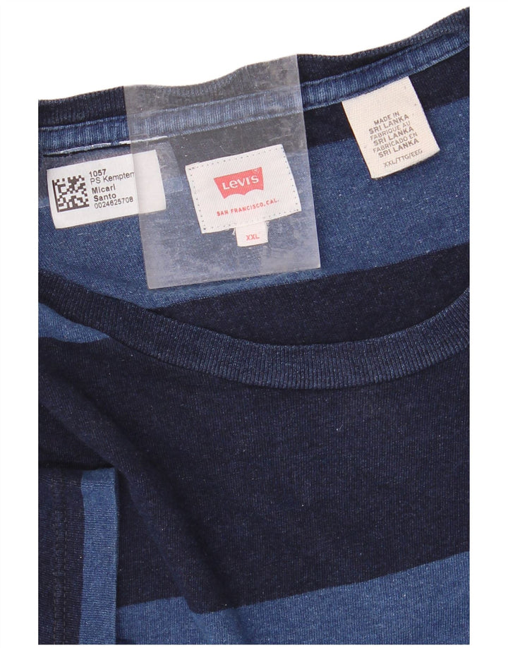LEVI'S Mens T-Shirt Top 2XL Blue Striped Cotton
