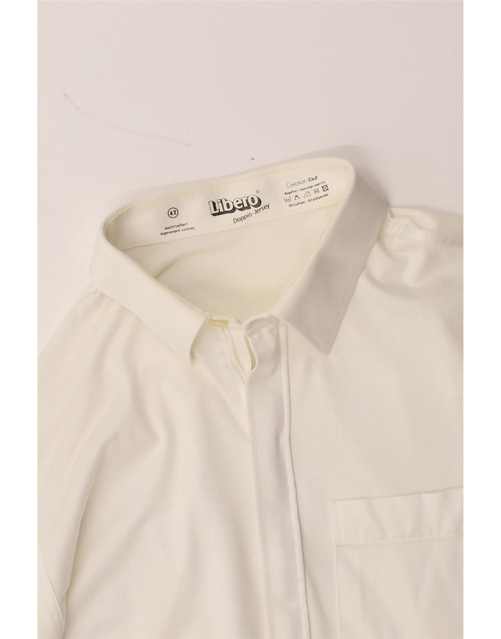 LIBERO Mens Shirt Size 42 Large White Cotton Vintage Libero and Second-Hand Libero from Messina Hembry 