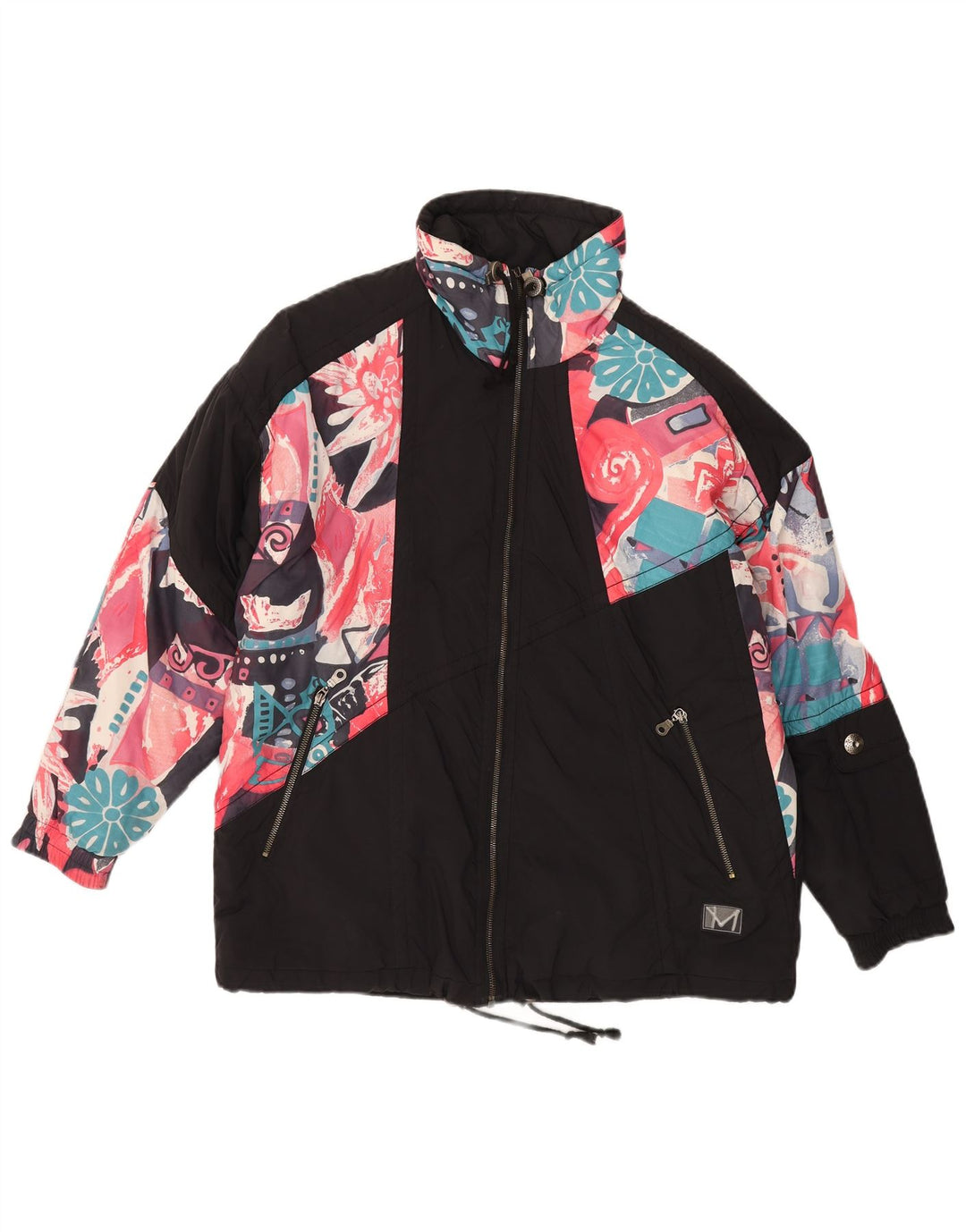 MAIER Giacca a vento oversize da donna UK 14 Grande floreale nero