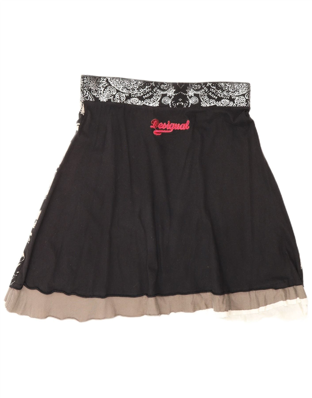 Desigual Gonna a trapezio grafica da donna media W30 nera geometrica