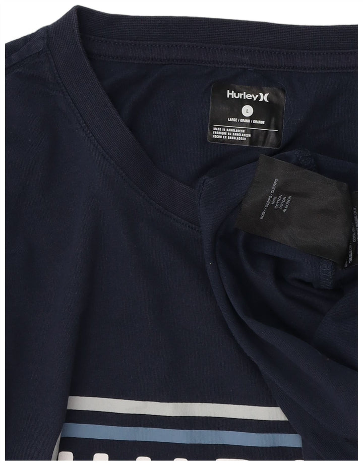 T-shirt grafica da uomo Hurley Top Large in cotone blu navy
