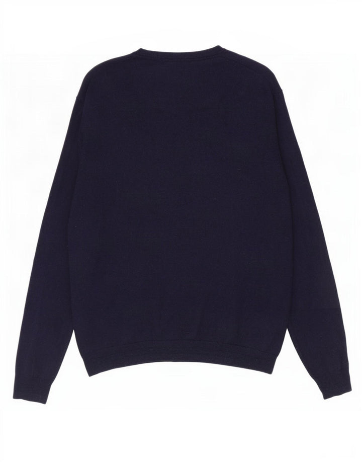 Maglione maglione girocollo da uomo Ted Baker taglia 4 grande lana blu navy