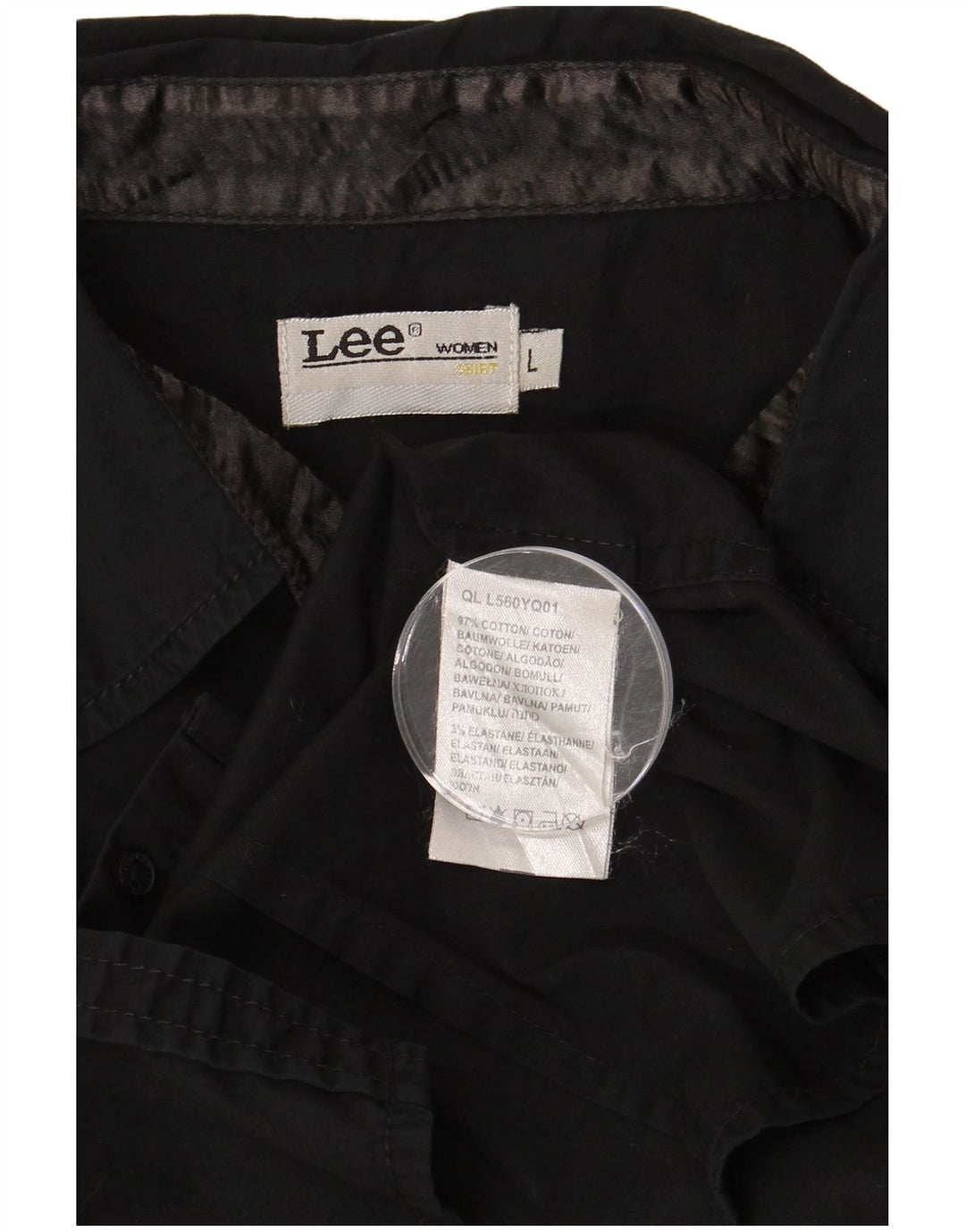 Camicia a maniche corte da donna LEE UK 16 grande cotone nero