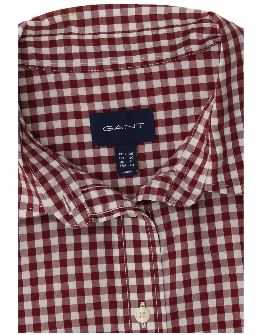 Camicia da donna Gant UK 10 piccola in cotone a quadretti bordeaux