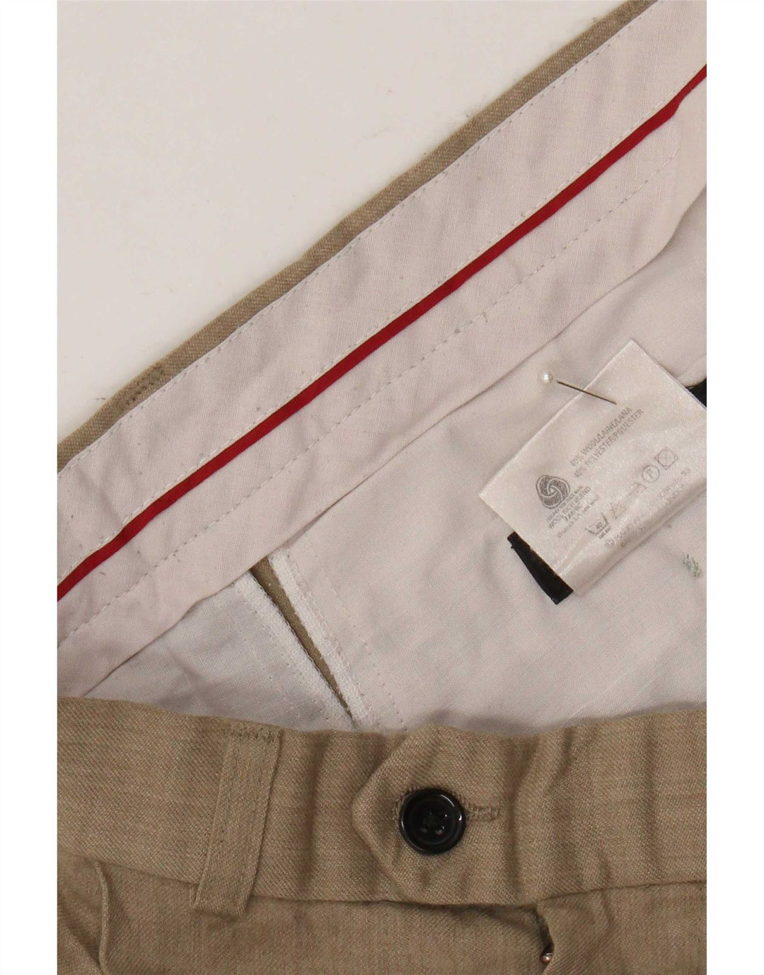 Pantaloni da abito con pegged Marks & Spencer da uomo St. Michael Crop W32 L26 Beige